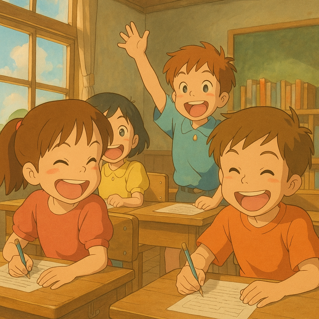 طلاب فرحين أثناء الاختبار